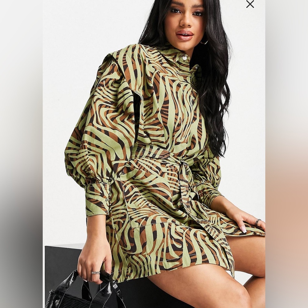 Asos animal print mini shirt dress